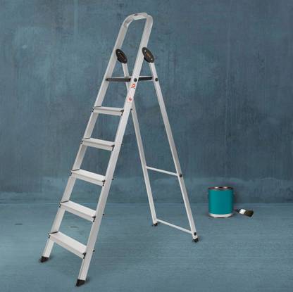 Bathla Advance 6-Step Foldable Ladder for Home with Sure Hinge Technology (Black) Aluminium Ladder