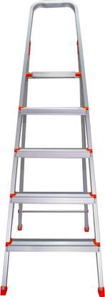 ESKAI INDIA by ESKAI INDIA Aluminium 5 Step Ladder with Big Foot Step, Edge guards & Interlocking system Aluminium Ladder