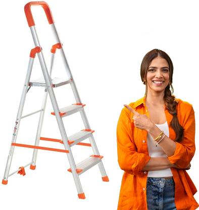 ProHome 4 Steps Ladder with Anti Slip Shoes Aluminium Ladder