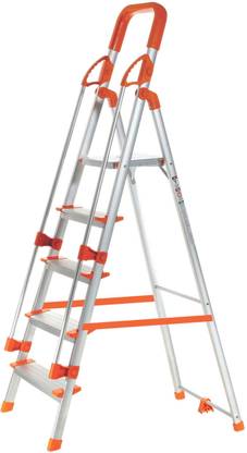 ProHome 5 Steps Ladder with Railing and Anti Slip Shoes Aluminium Ladder