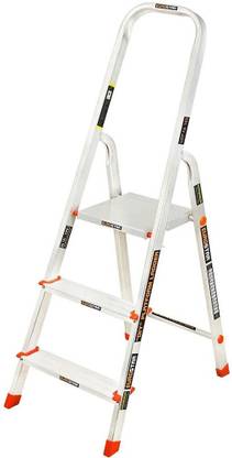EUROSTAR 3 Step Ladder for Home | Anti Slip | Foldable Aluminium Ladder