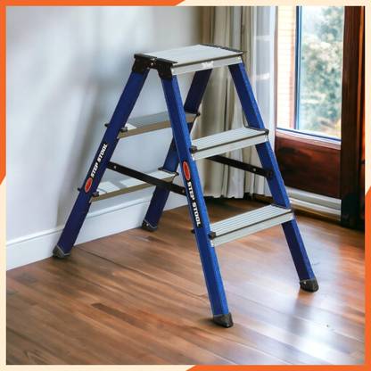 Prime 3steps Alligator Pattern Powder-Coated Aluminium Twin Step Stool (Sapphire Blue) Aluminium Ladder