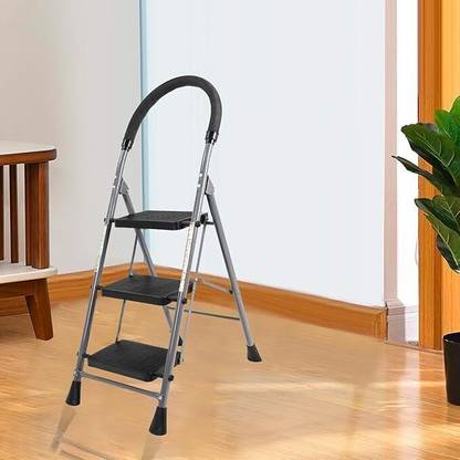 ADA Premium 3 Step Ladder for Home,Heavy Duty Wide Anti Skid Steps Foldable Ladder Steel Ladder