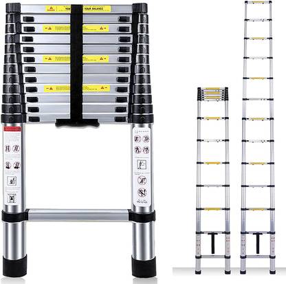 KriShyam ® Telescopic Ladder 12.5FT/3.8m,13 Step Ladder Multi-Purpose Home/Outdoor/Work Aluminium Ladder