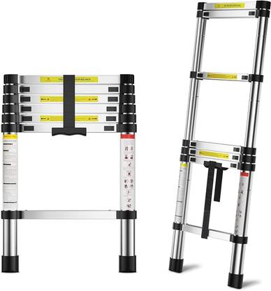 Plantex Ladder for Home (2.6 m/8.5 Feet) Stainless Steel Telescopic Ladder (EN131) Steel Ladder