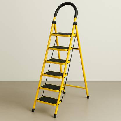 ADA Premium Folding Stair 6 step ladder for Home Use with wide anti slip steps Steel Ladder