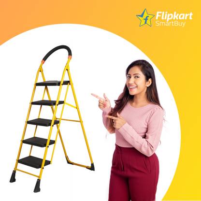 Flipkart SmartBuy Heavy Duty Platform 5 Plastic Step For Home Steel Ladder