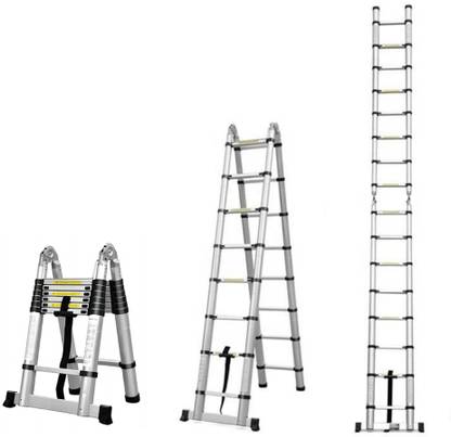 Flipkart SmartBuy 19 ft ft Double Side (2.9m + 2.9m) Expandable With Auto Lock System- 14 steps Aluminium Ladder