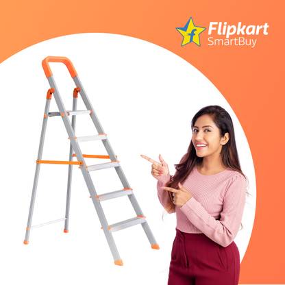 Flipkart SmartBuy 5 Step With Solid Platform Hybrid Aluminum Ladder (Orange) Aluminium Ladder