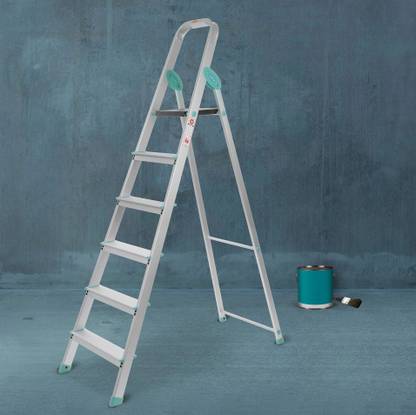 Bathla Advance Carbon 6 Step Aluminium Ladder for Home (Teal) - Aluminium Ladder