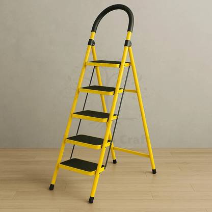 Naayaab Craft Premium Folding Stairs 5-Step Ladder for Home Use with Wide Anti-Slip Steps Steel Ladder