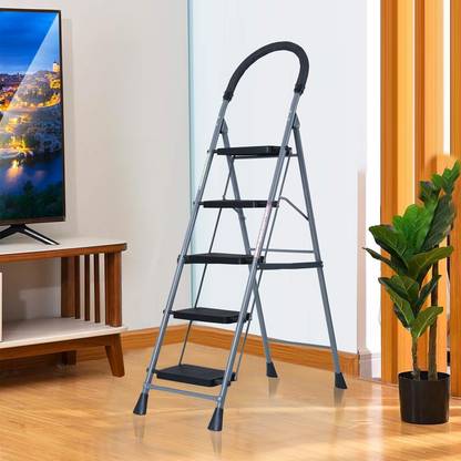 ADA Premium 5 Step Ladder for Home,Heavy Duty Wide Anti Skid Steps Foldable Ladder Steel Ladder
