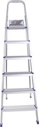 DinoLoad Step Foldable Aluminium Ladder for Home | with Sure-Hinge Technology (6 Step) Aluminium Ladder