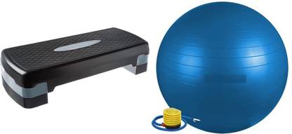 YMD FITNESS Polypropylene Adjustable Home Gym Exercise Fitness Stepper With Gym Ball Stepper