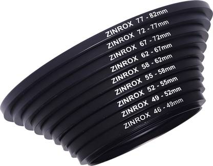 ZINROX 46mm to 82mm Step Up Lens Filter Adapter Rings, Set Of 9Pcs - Stepping Ring Step Up Ring