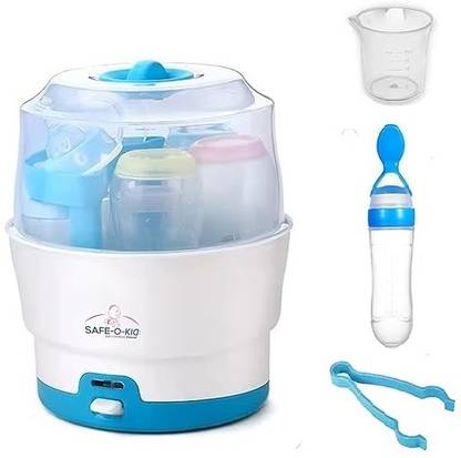 Safe-o-kid 6 Bottles Sterilizer with Squeezy Spoon, 1 Year Manufacturer Warranty,BPA FREE - 6 Slots