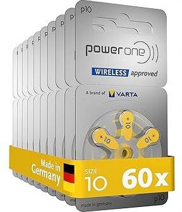 Power one Hearing Aid Battery Size p10 (6X10) 60 Cells For Hearing Aids Stethoscope Case