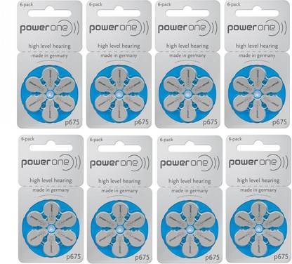 Power one P675 Hearing Aid Batteries 1.45V 8 patta (48 battery) Button Cells Stethoscope Case