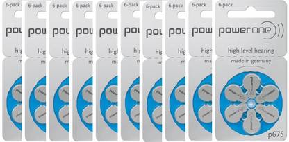 Power one P675 Hearing Aid Batteries 1.45V 10 patta (60 battery) Button Cells Stethoscope Case