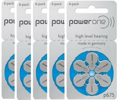 Power one P675 Hearing Aid Batteries 1.45V 5 patta (30 battery) Button Cells Stethoscope Case