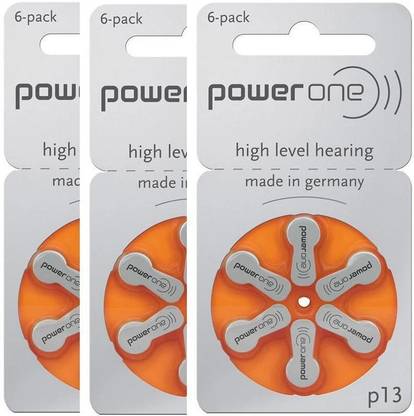 Power one P13 Hearing Aid Batteries 1.45V 3 patta (18 battery) Button Cells Stethoscope Case