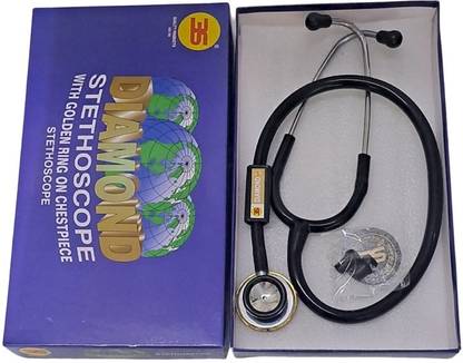 3S Diamond Stethoscope with Golden Ring For Medical Students and Doctors Acoustic Stethoscope