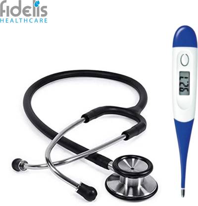 Fidelis Healthcare Combo of Flexible Thermometer & Dual Head Stethoscope for Students and Doctors Acoustic Stethoscope
