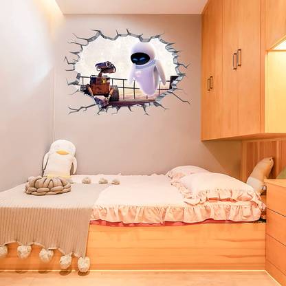 stylishdecor 38 cm Cool 3D Robotic Decorative Wall Sticker for Tech & Sci-Fi Enthusiasts Self Adhesive Sticker