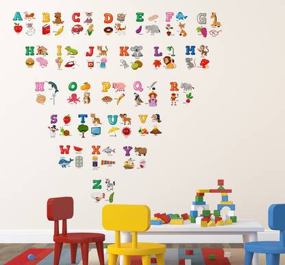 Flipkart SmartBuy 100 cm ABCD|Colorful Alphabets|Numbers For Kids|Education|Schools|Learning Self Adhesive Sticker