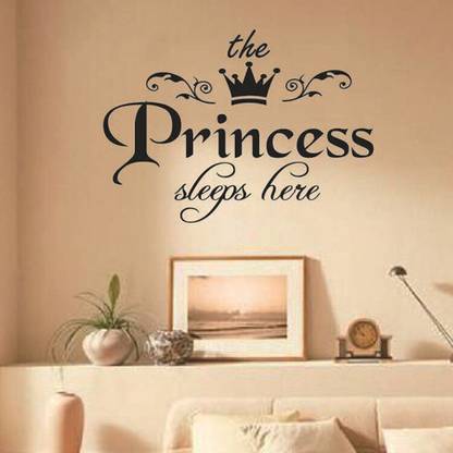 Xskin 40 cm The Princess Sleeps Here , Wall Sticker Easy to Apply and Remove Self Adhesive Sticker
