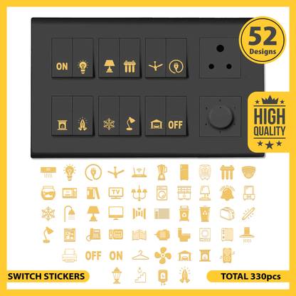 RSB HUB 1.5 cm Aesthetic Transparent Golden Design Switch Icon Sticker For Switch Board Sticker Self Adhesive Sticker