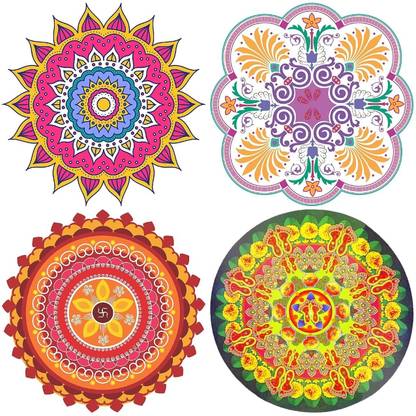 DreamKraft 30 cm Colorful Rangoli Sticker Set for Diwali Decoration Self Adhesive Sticker