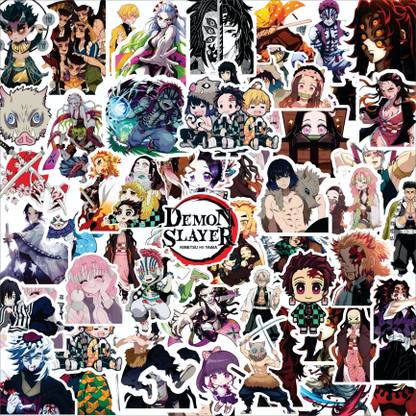 Madlyycrafted 3 inch Demon Slayer Anime Vinyl Stickers For Laptops, Doors, Wall, Window, Glasses, Etc Self Adhesive Sticker