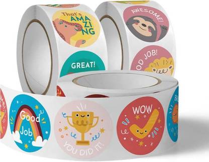 heet 2.5 cm Unicorn Reward Stickers Roll – 500pcs with Magical Designs and Inspiring Words Self Adhesive Sticker