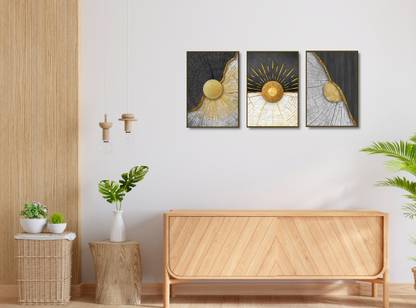 Inkfence 52 cm Abstract Golden Texture Wall Art Painting wall sticker(No Frame Included) Self Adhesive Sticker