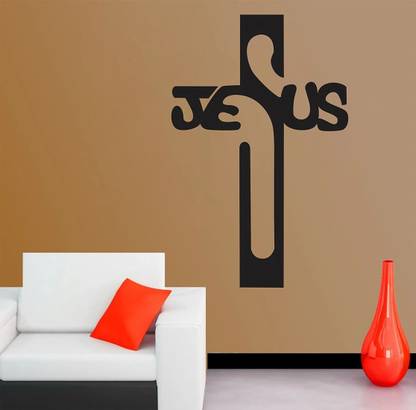 WALLDECORS 60.96 cm CHRISTIAN JESUS CROSS IMAGE Self Adhesive Sticker
