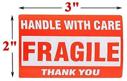 Inkkwood 3 inch Fragile Stickers-3"x 2"(20 Roll-6000 Sticker)Strong Adhesive Red Fragile Labels Self Adhesive Sticker