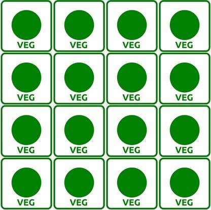 BlackDreams 2.5 cm Veg 1 inch Square Paper Labels with Logo for Food Self Adhesive Sticker