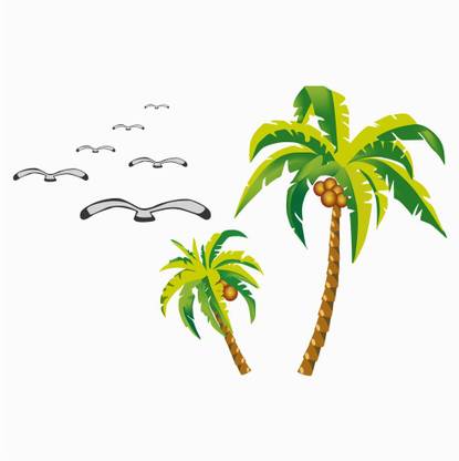 Approach Decor 91 cm Palm with coconuts and bird toucan on Self Adhesive Sticker