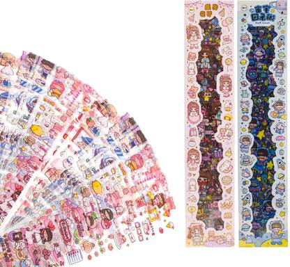 Kavid 17 cm Fairy Tale Journey Sticker Pack of 2 - 40 Magical Pastel Sheets Self Adhesive Sticker