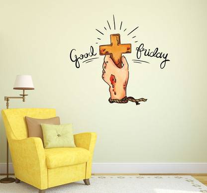 WALLDECORS 70 cm WALLDECOR GOOD FRIDAY IMAGE Self Adhesive Sticker