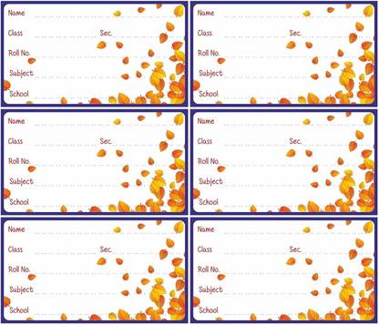 Stikor 9 cm Leaves School Copy Notebook Name 60 Sticker (90x51mm) Multicolour Removable Sticker