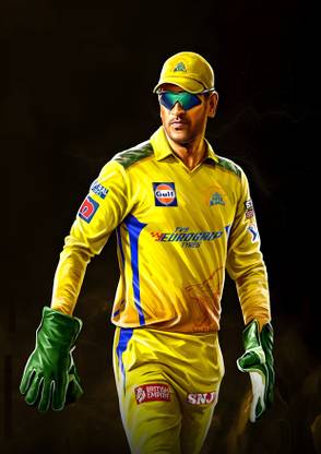 Dumdic 30 cm Mahindra Singh Dhoni Nice CSK Jersey A4 Strong Self Adhesive Sticker
