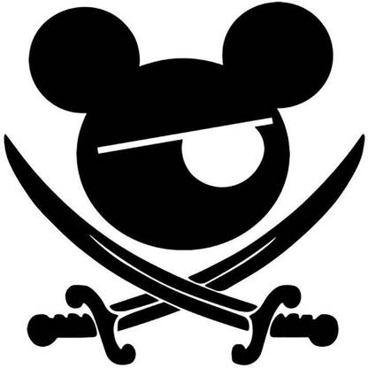 SnappyVinyl 29 cm Mickey Mouse Pirate Jolly Roger Wall Decals, Easy to Apply Self Adhesive Sticker