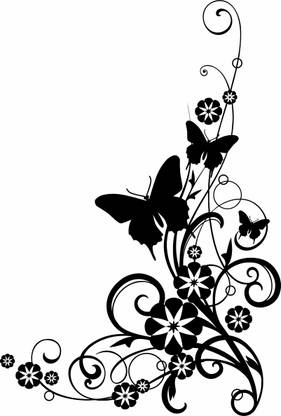 Delight Decor 61 cm Abstract Design With Butterfly Self Adhesive Sticker