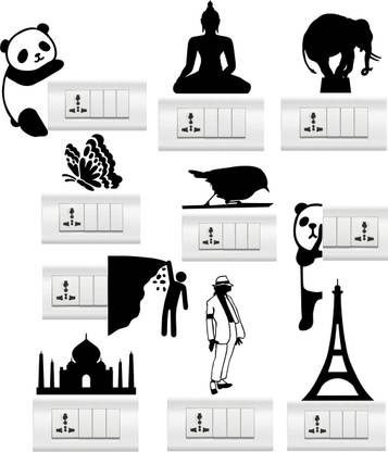 rawpockets 2.54 cm Tiny Wall Sticker Switch Board Combo 14 Self Adhesive Sticker
