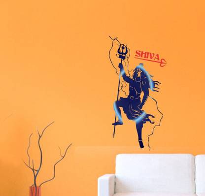 GLOBAL GRAPHICS 32 cm Dancing Mudra lord shiva Position with thunder light Decorative wall stickers Self Adhesive Sticker