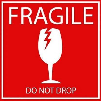 BlackDreams 10.16 cm Fragile do not Drop Big Attractive Logo Sticker/Labels (4x4 inch (100 Sticker) Self Adhesive Sticker
