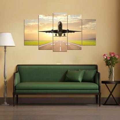 Art Kafe 51 cm Aeroplane Runway Pieces Sticker (Size :- 94 x 51 cm) Self Adhesive Sticker