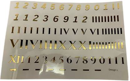 Riva 1 inch A5 Size Golden Embossed Clock Theme Sticker Sheet Non-Reusable Sticker